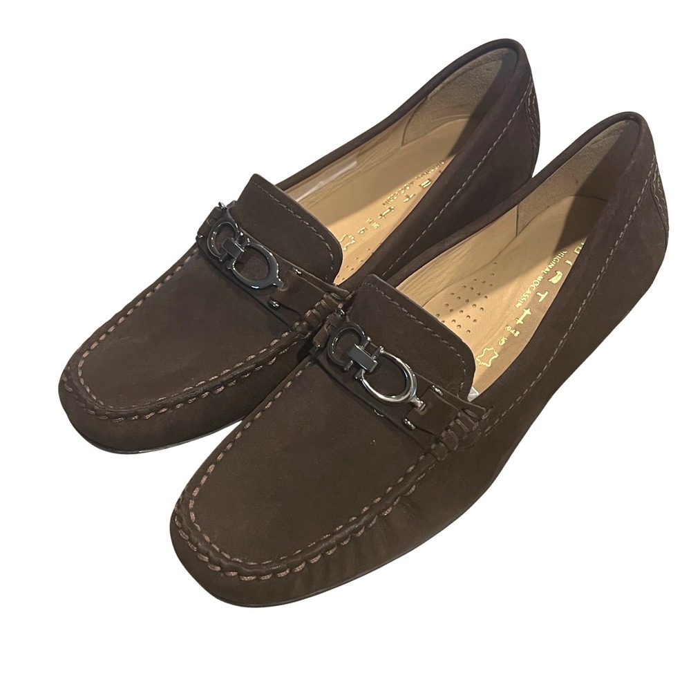 Wirth Original Moccasin Loafers Womens 5 Brown Suede Bit Hardware Driving Shoes